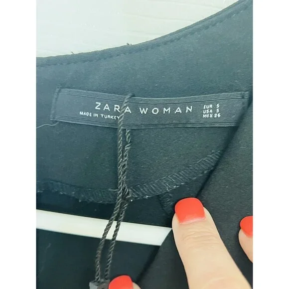 Zara Woman Basic Sleeveless Black Unlined Sheath Dress Small Pullover V-neck - Picture 8 of 9